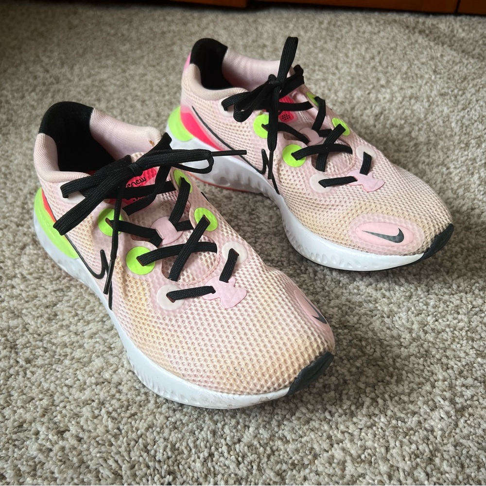 Nike Pink and Neon Sneakers Running Tennis Shoes sz 8.5